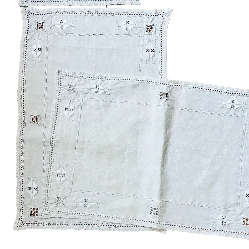 Vtg Table Linen Lot Filet Crochet Cloth Linen 7 Placemats